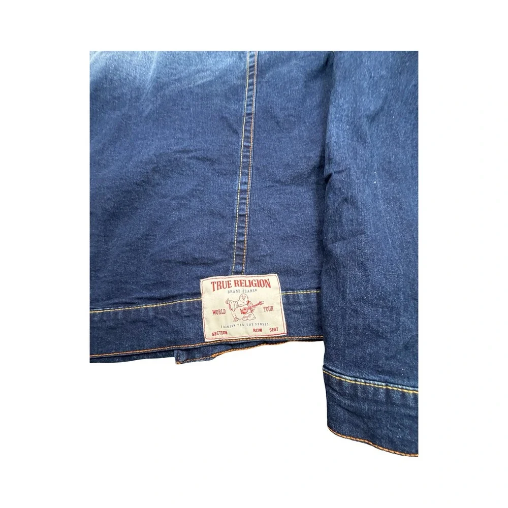 True Religion Jimmy Jacket Mens 2XL Blue Denim Trucker Western Workwear